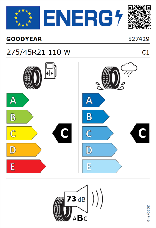 Tyre Label for Goodyear Eagle F1 Asymmetric SUV 275/45R21 110W